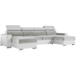 Narożnik FOX U - uniwersalny - jasnoszary, biały, welwet, ekoskóra