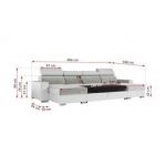 Narożnik FOX U - uniwersalny - jasnoszary, biały, welwet, ekoskóra