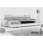 Narożnik FOX U - uniwersalny - jasnoszary, biały, welwet, ekoskóra