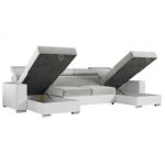 Narożnik FOX U - uniwersalny - jasnoszary, biały, welwet, ekoskóra