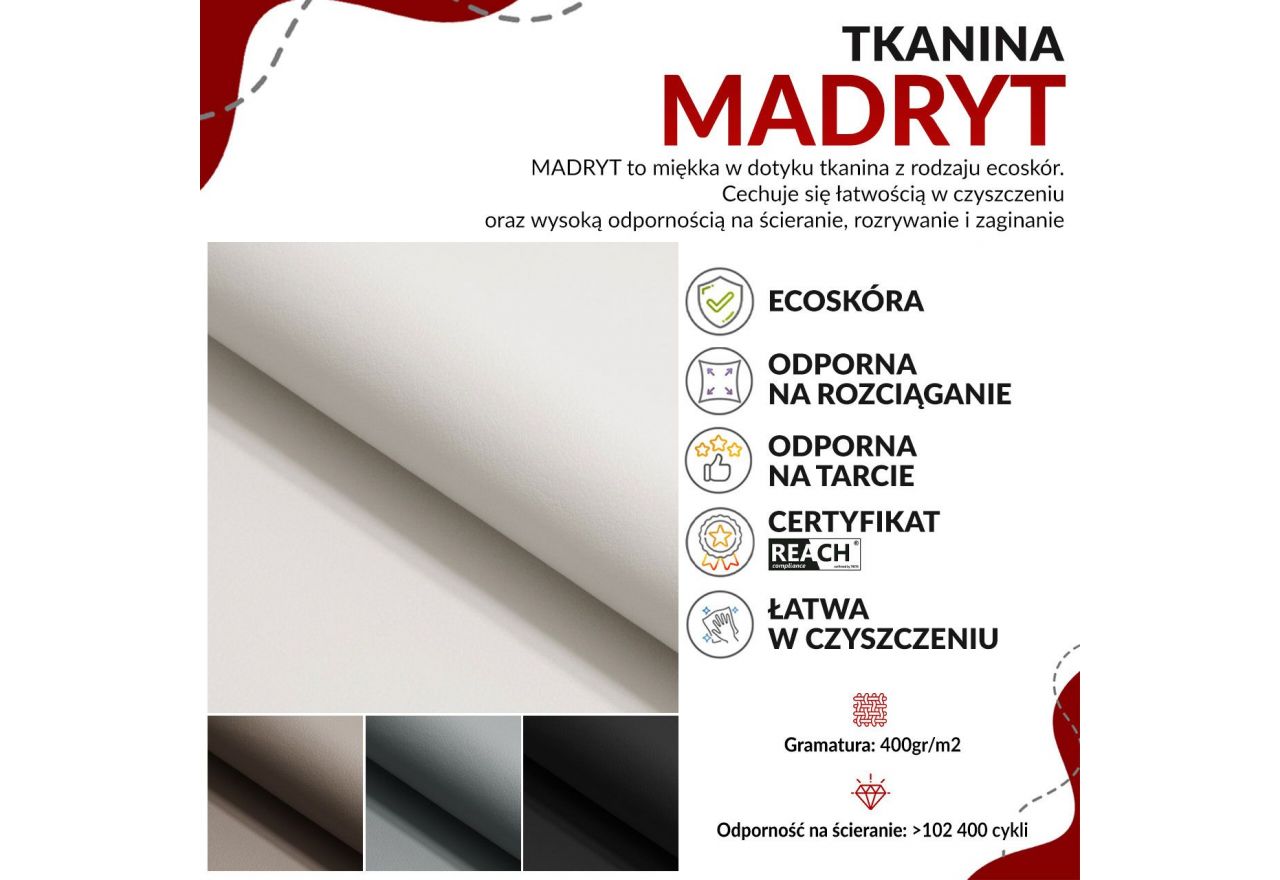 Narożnik FOX U - uniwersalny - jasnoszary, biały, welwet, ekoskóra