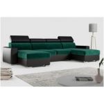 Narożnik FOX U - uniwersalny - ciemnozielony, czarny, welwet, ekoskóra