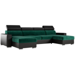 Narożnik FOX U - uniwersalny - ciemnozielony, czarny, welwet, ekoskóra