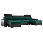 Narożnik FOX U - uniwersalny - ciemnozielony, czarny, welwet, ekoskóra