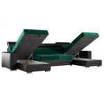 Narożnik FOX U - uniwersalny - ciemnozielony, czarny, welwet, ekoskóra