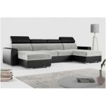 Narożnik FOX U - uniwersalny - jasnoszary, czarny, welwet, ekoskóra