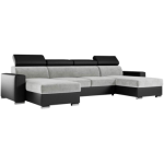 Narożnik FOX U - uniwersalny - jasnoszary, czarny, welwet, ekoskóra