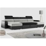 Narożnik FOX U - uniwersalny - jasnoszary, czarny, welwet, ekoskóra