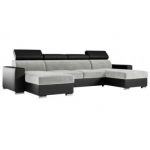 Narożnik FOX U - uniwersalny - jasnoszary, czarny, welwet, ekoskóra