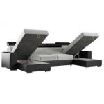 Narożnik FOX U - uniwersalny - jasnoszary, czarny, welwet, ekoskóra