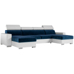 Narożnik FOX U - uniwersalny - ciemnoniebieski, biały, welwet, ekoskóra