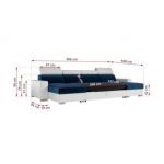 Narożnik FOX U - uniwersalny - ciemnoniebieski, biały, welwet, ekoskóra