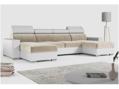 Narożnik FOX U - uniwersalny - beżowy, biały, welwet, ekoskóra