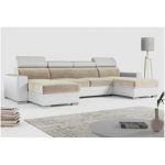 Narożnik FOX U - uniwersalny - beżowy, biały, welwet, ekoskóra