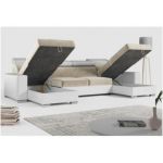 Narożnik FOX U - uniwersalny - beżowy, biały, welwet, ekoskóra