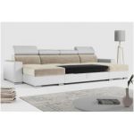 Narożnik FOX U - uniwersalny - beżowy, biały, welwet, ekoskóra