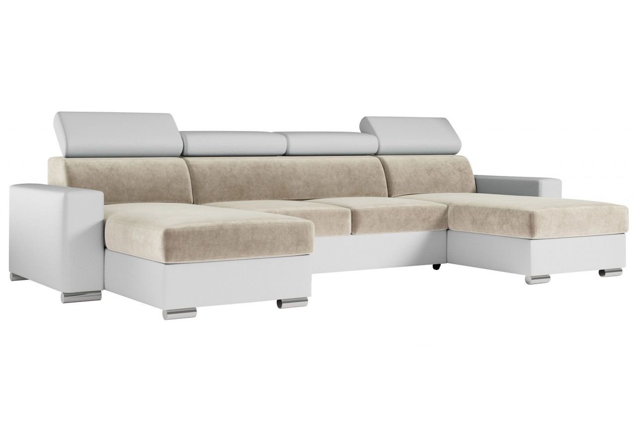 Narożnik FOX U - uniwersalny - beżowy, biały, welwet, ekoskóra