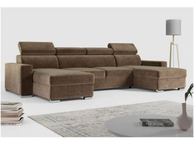 Narożnik FOX U - uniwersalny - brązowy, welwet