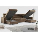 Narożnik FOX U - uniwersalny - brązowy, welwet