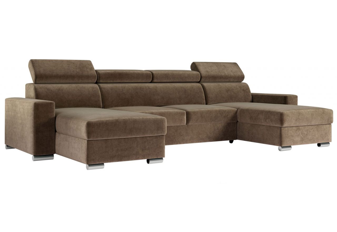 Narożnik FOX U - uniwersalny - brązowy, welwet