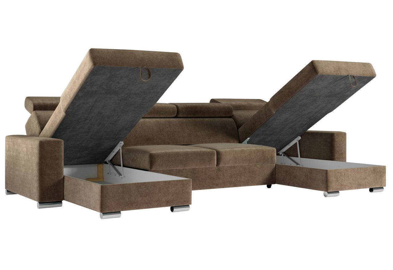 Narożnik FOX U - uniwersalny - brązowy, welwet