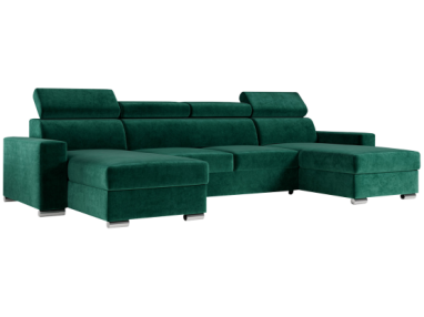 Narożnik FOX U - uniwersalny - ciemnozielony, welwet