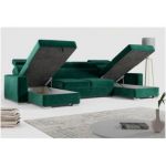 Narożnik FOX U - uniwersalny - ciemnozielony, welwet