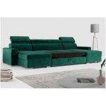 Narożnik FOX U - uniwersalny - ciemnozielony, welwet