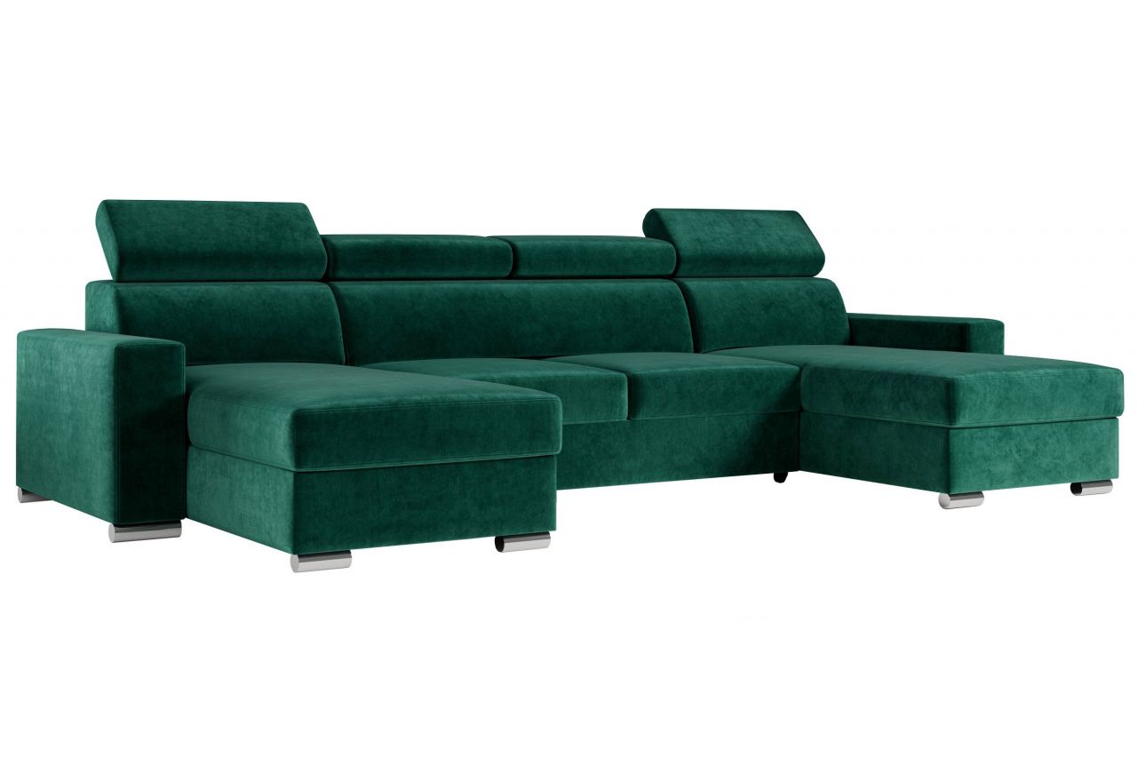 Narożnik FOX U - uniwersalny - ciemnozielony, welwet