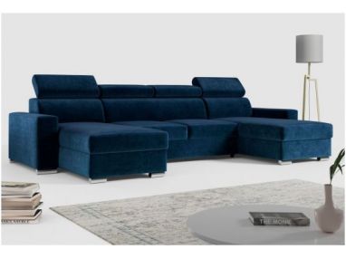 Narożnik FOX U - uniwersalny - ciemnoniebieski, welwet