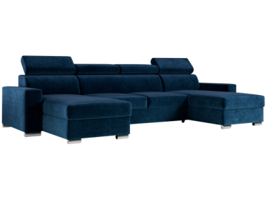 Narożnik FOX U - uniwersalny - ciemnoniebieski, welwet