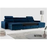 Narożnik FOX U - uniwersalny - ciemnoniebieski, welwet