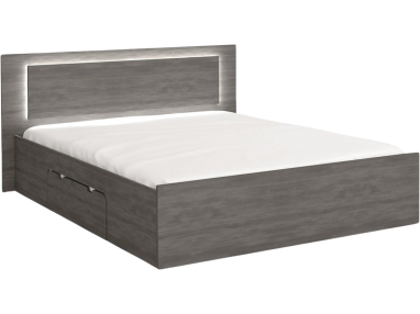 Łóżko dwuosobowe 160x200 z oświetleniem LED oraz szufladą - LUNGO Sosna czarna norweska