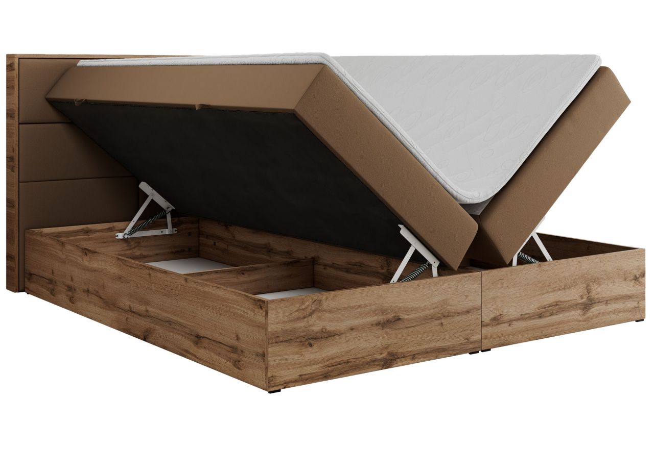 Łóżko kontynentalne ALBERO 2 180x200 - H4 - brązowy, ekoskóra