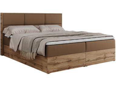 Łóżko kontynentalne ALBERO 2 160x200 - H4 - brązowy, ekoskóra