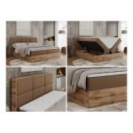 Łóżko kontynentalne ALBERO 2 160x200 - H4 - brązowy, ekoskóra