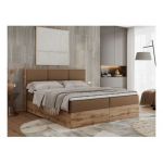 Łóżko kontynentalne ALBERO 2 120x200 - H3 - brązowy, ekoskóra