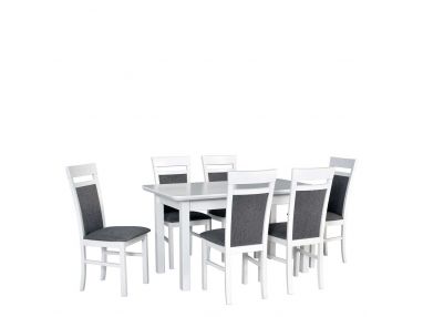 Modny zestaw do jadalni i kuchni w białej kolorystyce - stół MARS 2 S + krzesła MONTU 6