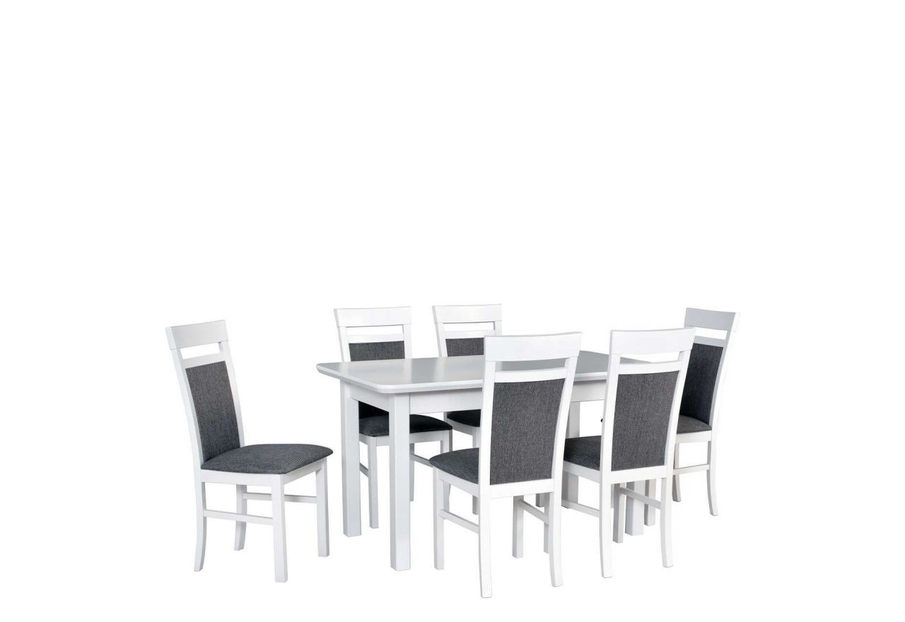 Modny zestaw do jadalni i kuchni w białej kolorystyce - stół MARS 2 S + krzesła MONTU 6