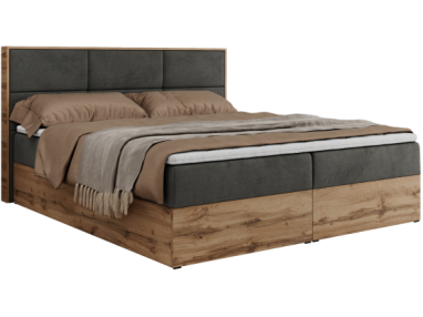 Łóżko kontynentalne ALBERO 2 160x200 - H4 - ciemnoszary, welwet