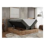 Łóżko kontynentalne ALBERO 2 140x200 - H3 - ciemnoszary, welwet