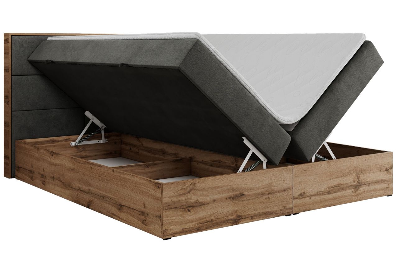 Łóżko kontynentalne ALBERO 2 140x200 - H3 - ciemnoszary, welwet