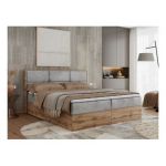 Łóżko kontynentalne ALBERO 2 200x200 - H4 - jasnoszary, welwet