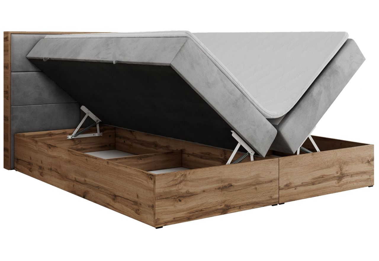 Łóżko kontynentalne ALBERO 2 200x200 - H3 - jasnoszary, welwet