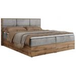 Łóżko kontynentalne ALBERO 2 120x200 - H3 - jasnoszary, welwet