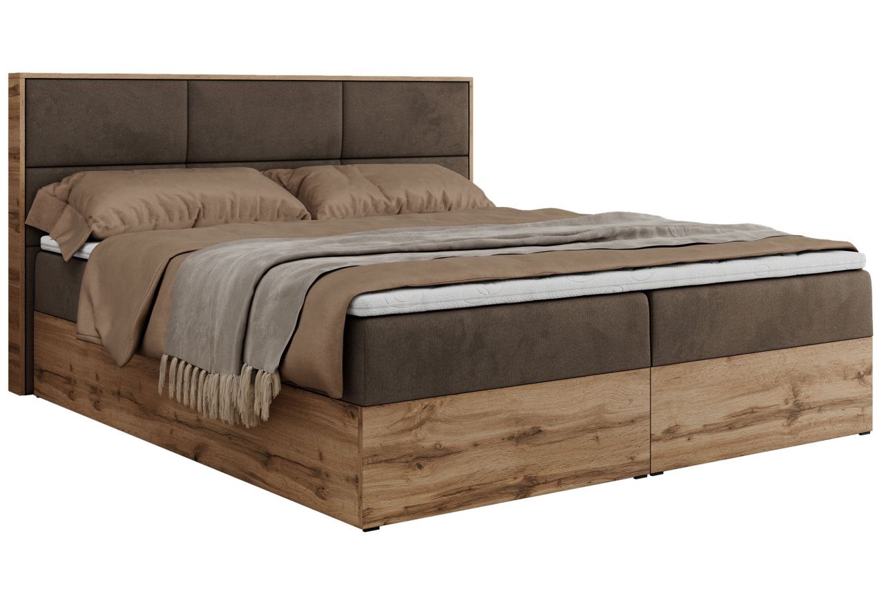 Łóżko kontynentalne ALBERO 2 200x200 - H4 - brązowy, welwet
