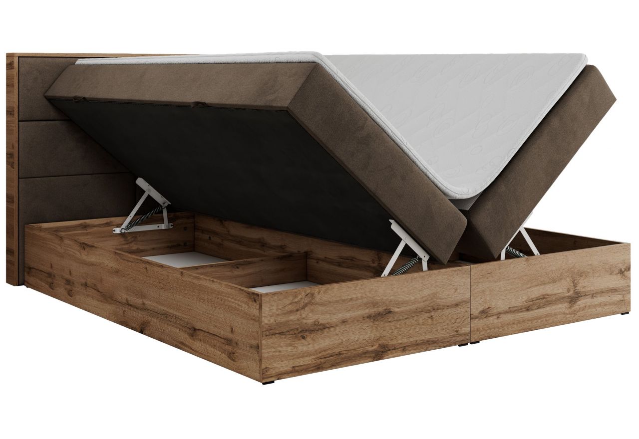 Łóżko kontynentalne ALBERO 2 200x200 - H3 - brązowy, welwet