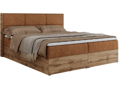 Łóżko kontynentalne ALBERO 2 200x200 - H4 - pomarańczowy, struktura