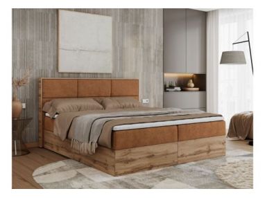 Łóżko kontynentalne ALBERO 2 160x200 - H4 - pomarańczowy, struktura