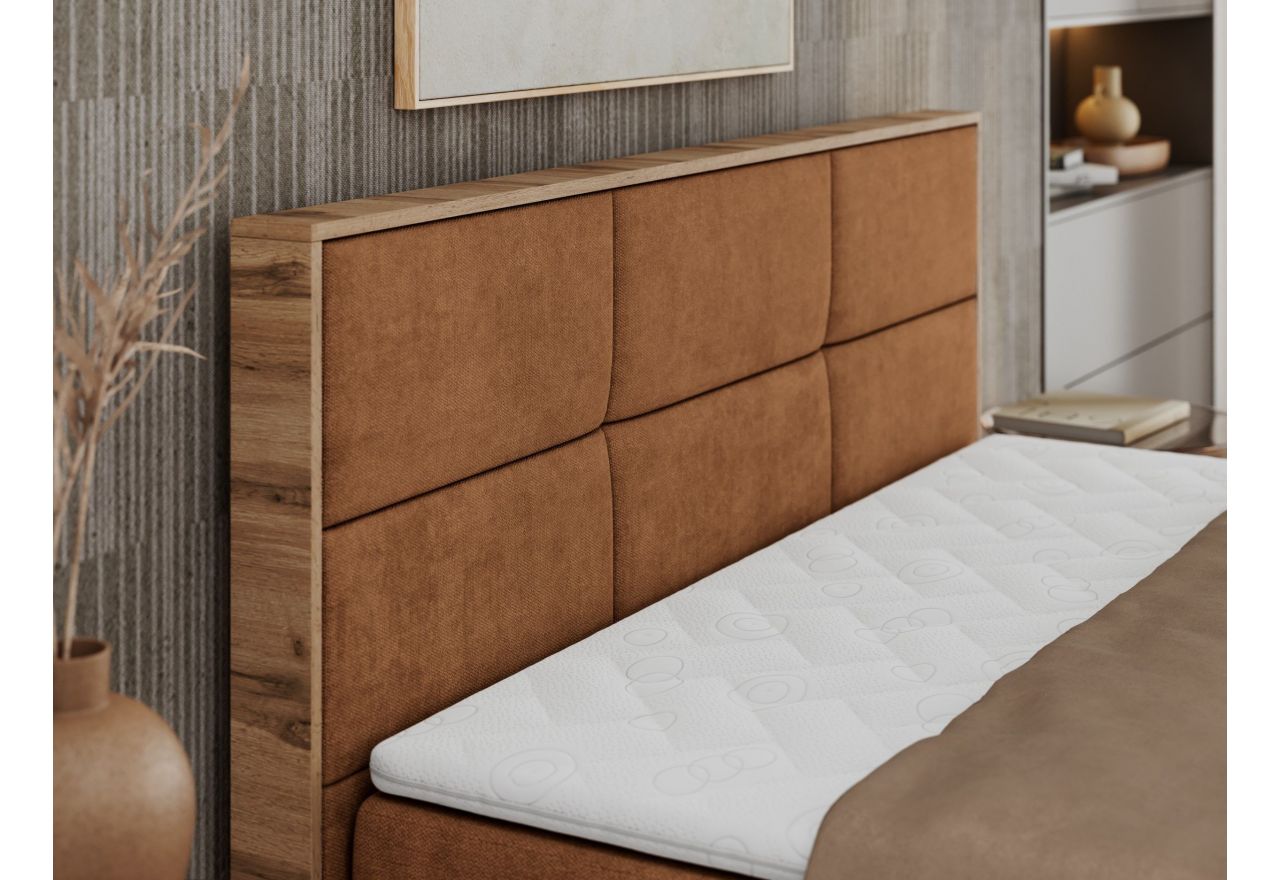 Łóżko kontynentalne ALBERO 2 120x200 - H4 - pomarańczowy, struktura